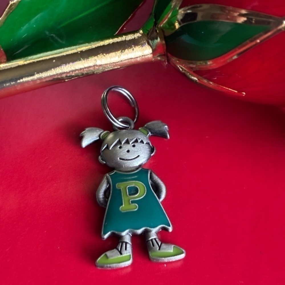 Charming Silver and Green Girl Pendant Necklace